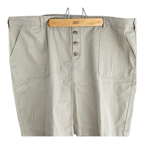 Lane Bryant Stretch Khaki Twill Tan Button Fly Skirt Plus Size 28 - Picture 2 of 8
